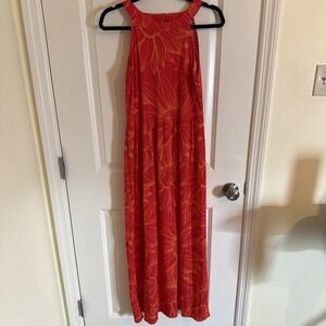 Market & Spruce Orange Halter Neck Maxi Dress Size Medium